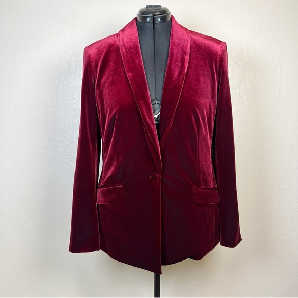 INC International Concepts Women’s Size Large Port Velvet Single Button Blazer - Picture 2 of 12